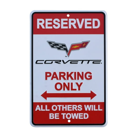 Corvette Parking Only Embossed Tin Metal Sign Chevy Vette Game Room Garage Man Cave Shop Wall Decor