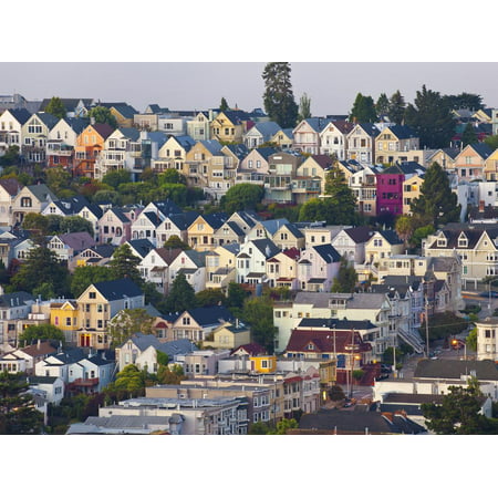 Typical Victorian Houses in San Francisco, California, USA Print Wall Art By Gavin