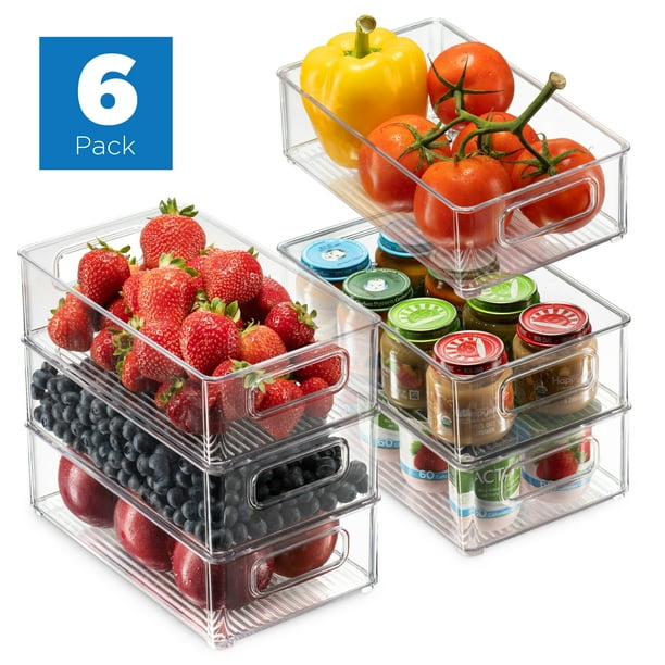 Set Of 6 Refrigerator Organizer Bins Stackable Fridge Organizers with