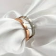 thumbnail image 3 of Rose Gold/Silver Titanium Steel Three-Stone CZ Band Women's Tail Ring Size 4-10, 3 of 5