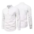 thumbnail image 2 of Camisa Cuello Mao Lino Hombre Casual Manga Larga Slim Fit, 2 of 8