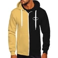 thumbnail image 1 of Bowake Men Hoodies Zip Up Loose Color Block Hooded Jacket with Pocket Plus Size Casual Sweatshirt, 1 of 2