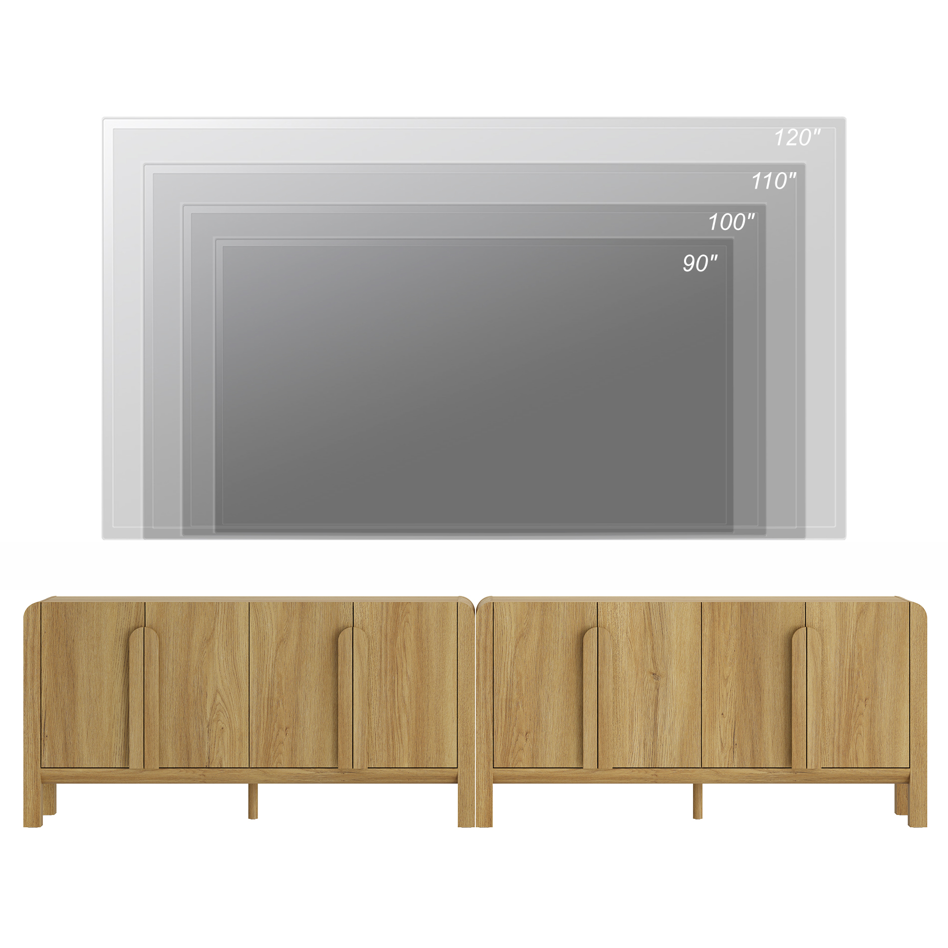 Set of 2 Sideboard Buffet with Storage, Modern 126" Wood Credenza with Doors and Adjustable Shelves for Kitchen，Living Room