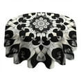 thumbnail image 4 of Black White Tie Dye Mandala Pattern Round Tablecloth 60"x60",Wrinkle Wipeable Table Cloth for Kitchen Dining Room Picnic Patio Party, 4 of 6