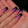 thumbnail image 1 of Uñas postizas BABALAL largas cuadradas French tip con glitter, 24 piezas, 1 of 8