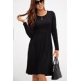 thumbnail image 6 of DEVOPS Women's Casual Long Sleeve Empire Waist Loose Dress with Pockets (X-Small, Black), 6 of 6
