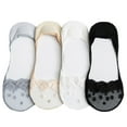 thumbnail image 1 of 4 parejas de mujeres calcetines invisibles calcetines de algodón de algodón calcetines de encaje calcetines, 1 of 8