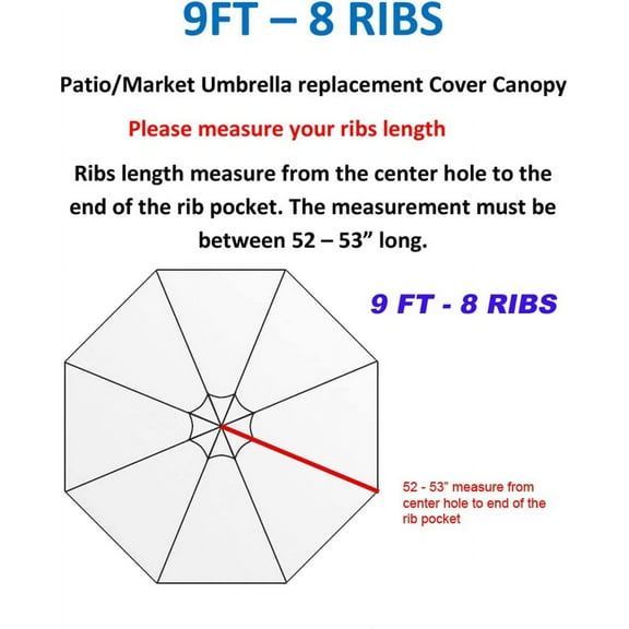 Replacement Umbrella Canopy for 9ft 8 Ribs Burgundy RED (Canopy )