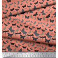 thumbnail image 2 of Soimoi Orange Poly Georgette Tissu Artistique Insectes Imprimer Tissu par la Cour 52 Pouces de Large, 2 of 3