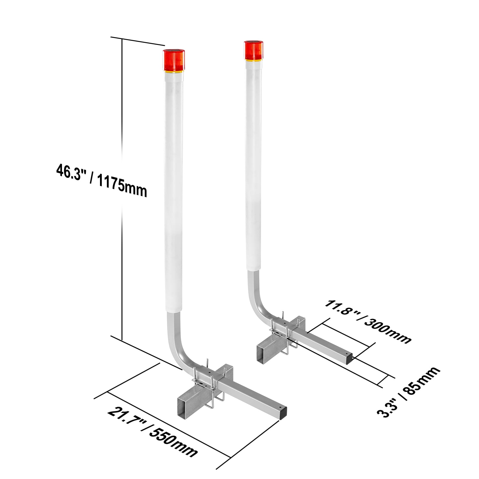 KFFKFF Marine Trailer Guide Set, 46” LED Illuminated Guide Poles, Pair of Galvanized Steel, Corrosion-Resistant, with PVC Covering, Suitable for Ski, Fishing, and Sailboat Trailers 2024