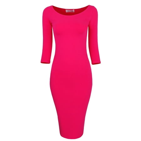 Most Classic Chinese Dress - TAM WARE Womens Classic Slim Fit Bodycon Midi Dress