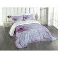 thumbnail image 3 of Ambesonne Floral Quilted Coverlet 3 Pcs, Flower Romance, Queen Size, Lilac, 3 of 5