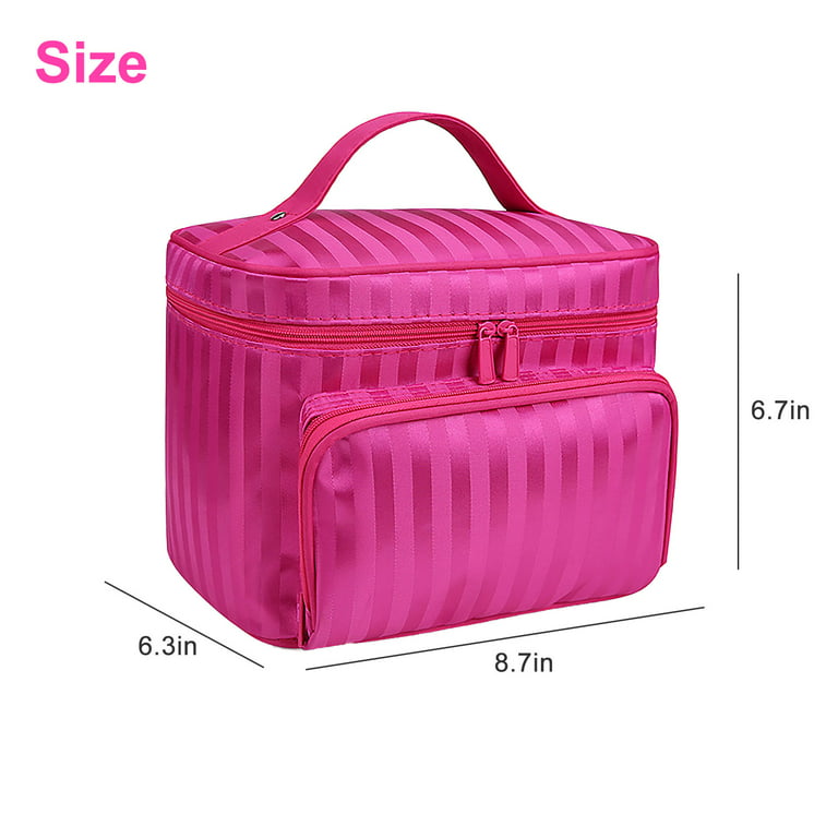 EEEkit Large Capacity Makeup Case, Foldable Stripe Rhombic Makeup Bag Storage Bag Organizer, Waterproof Travel Cosmetic Case Box, Portable Train Cases