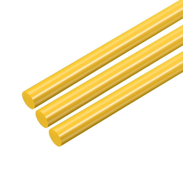 3pcs Plastic Round Rod 1/4" Dia 20" Length Yellow (POM