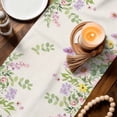 thumbnail image 3 of Pink Purple Flower Table Runner - 70 Inch Long Spring Farmhouse Country Floral Leaf Cotton and Linen Blended Dress Scarves Farmhouse Table Runner for Kitchen Dining, Coffee Table, 13" x 70", 3 of 8