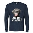 thumbnail image 2 of Wild Bobby, Pitbull to all the Haters Funny, Animal Lover, Men Long Sleeve Shirt, Vintage Heather Navy, Small, 2 of 4