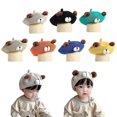 thumbnail image 2 of Cute Bear Kids Beret Hat Soft & Warm Knitted Cap for Boys and Girls Autumn Winter Toddlers Beanie Cap Windproof Hat Yellow, 2 of 5