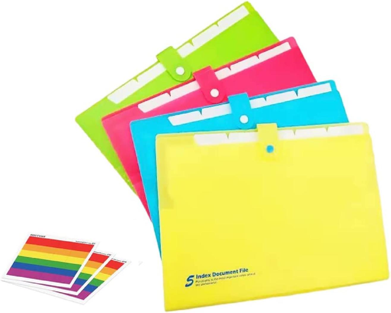 6 Pockets Expanding File Folders, 4 Pack Accordion File Organizer