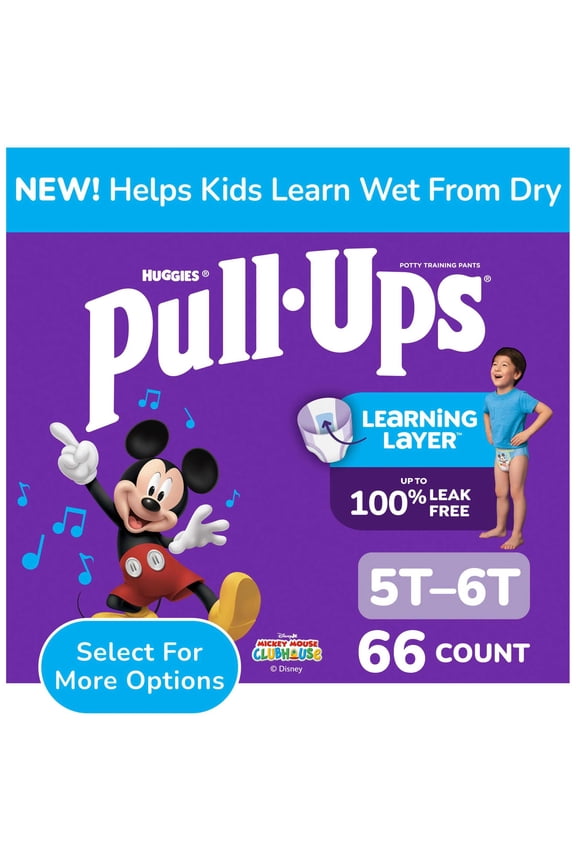 Boys' Potty Training Pants, 5T-6T (46+ lbs), 66 Count (Select for More)