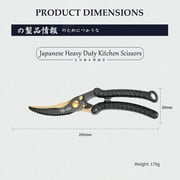 MITSUMOTO SAKARI 10 inch Japanese Kitchen Scissors Heavy Duty, Professional Kitchen Scissors for food, Black Plated Titanium Alloy Steel Poultry Shears for Cutting Chicken Meat & Bones