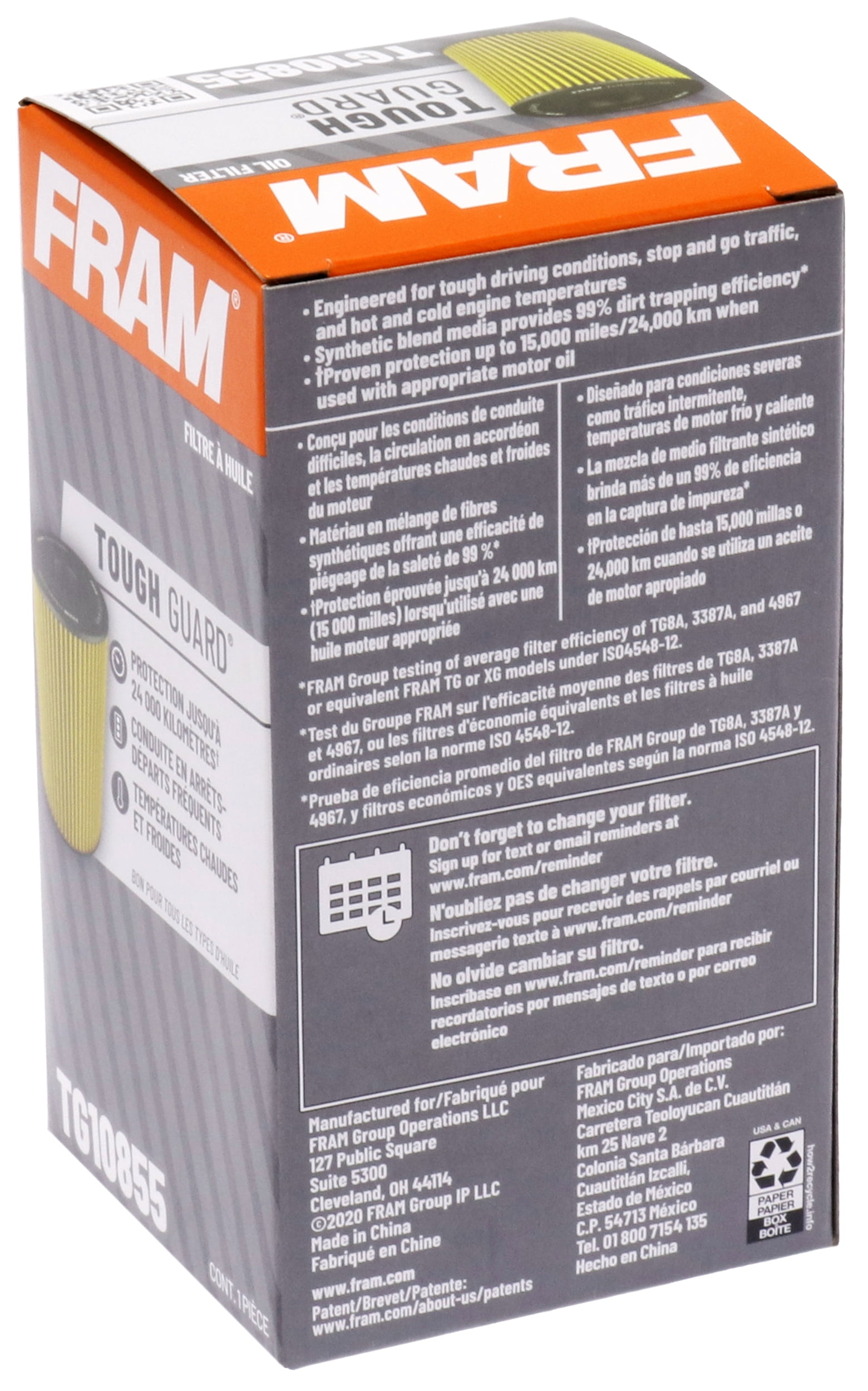 FRAM Tough Guard Oil Filter, TG10575, 15K mile Replacement Filter for Selected Vehicles