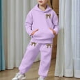 thumbnail image 5 of MEZZALL Girls Winter Outfits Sets Cozy Pullover Hoodie Joggers Sweatshirt Tops Hoodie Trousers Pants Bowknot Print Casual Two Piece Tracksuit Toddler Kids Versatile Long Sleeve Clothing Sets, 5 of 6
