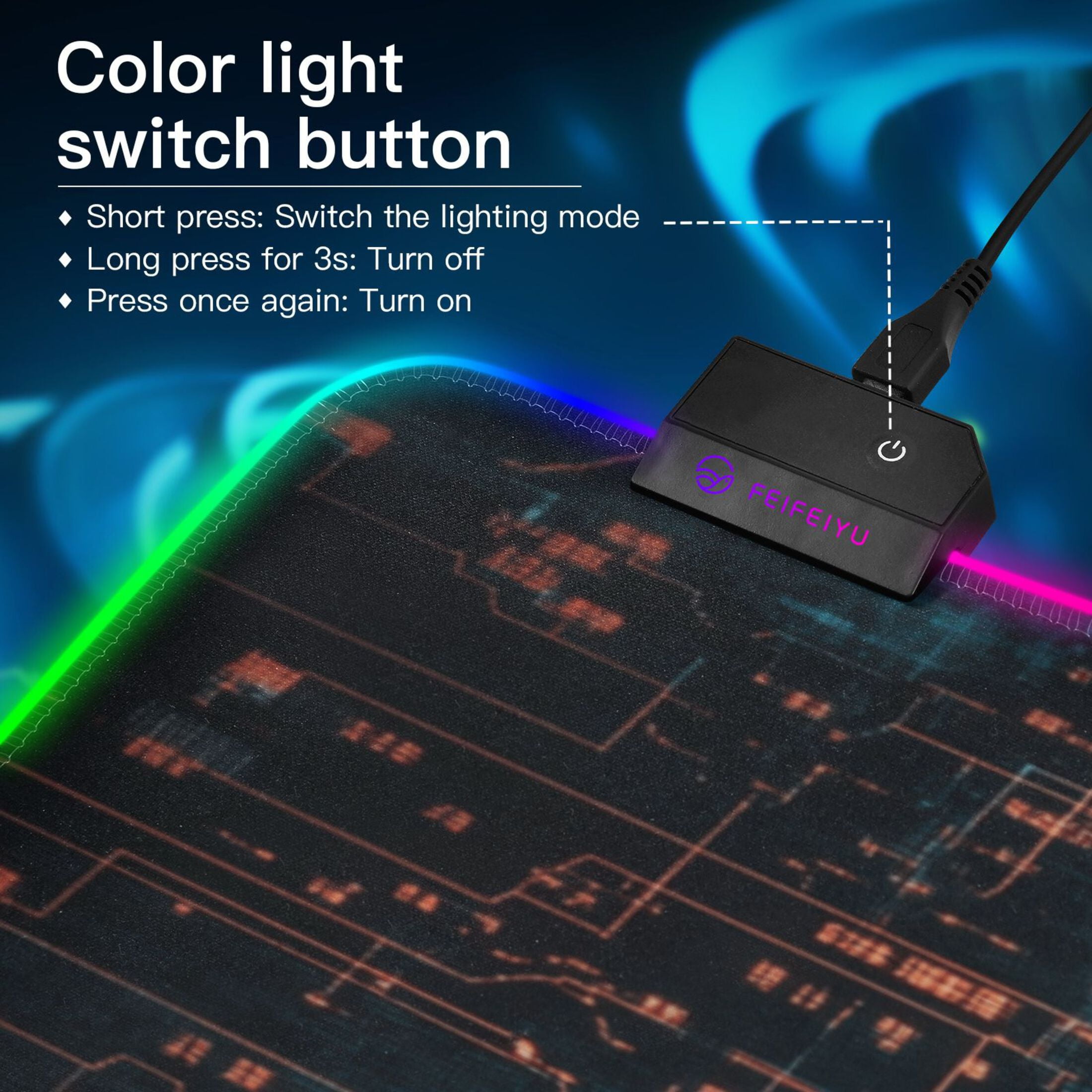 Large RGB Gaming Mouse Pad Led Glowing Mousepad Non-Slip Rubber Base 13 Light Modes 35.4x15.7 Digital Map
