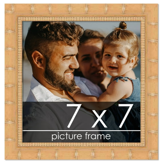 7x7 Natural Modern Bamboo Picture Frame - UV Acrylic, Foam Board Backing, Hanging Hardware