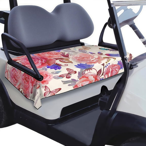 Pretty Flowers Golf Cart Seat Cover 51"x31" Front Bench Protector for EZGO Yamaha Club Car Comfortable Microfiber
