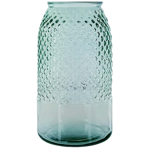 Couronne Co. Diamond Glass Vase, 11" Diamond Recycled Glass Container