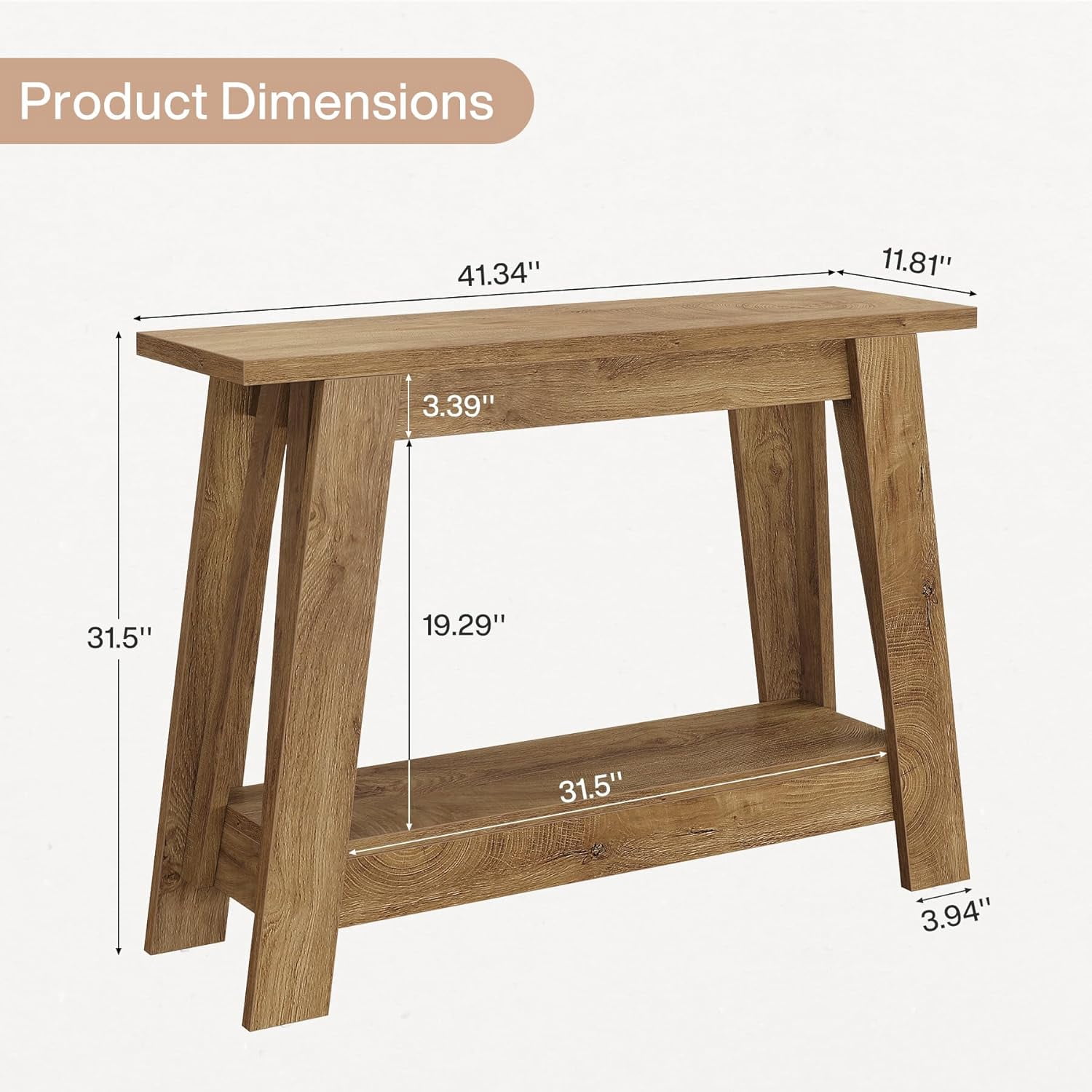 Tribesigns 41.3" Farmhouse Console Table, 2-Tier Wooden Entryway Table with Storage