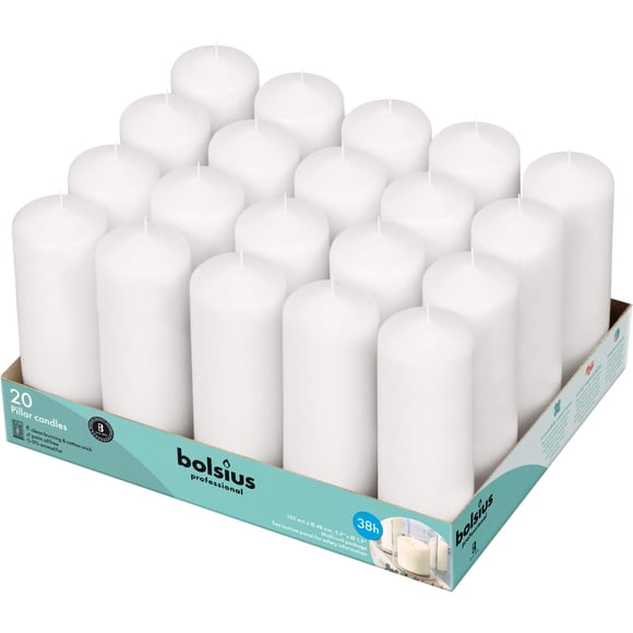 Pillar Candles Bolsius White, 2 x 6 pulgadas, sin perfume, juego de 20