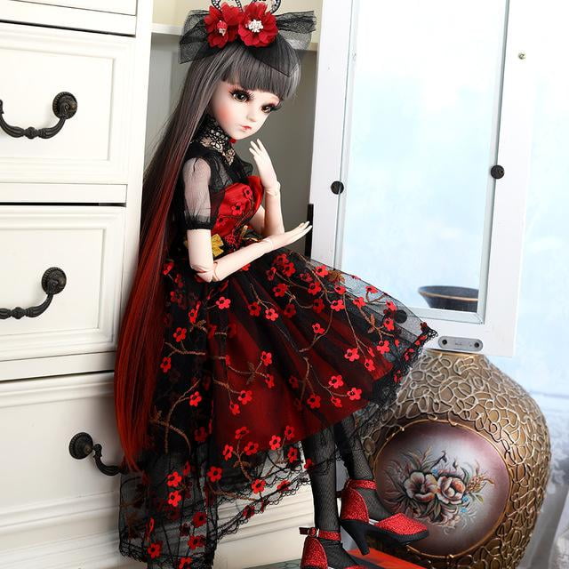 60cm BJD Doll 1/3 Ball Jointed Girl Dolls with Full Set Outfit Dress Wig Makeup 
