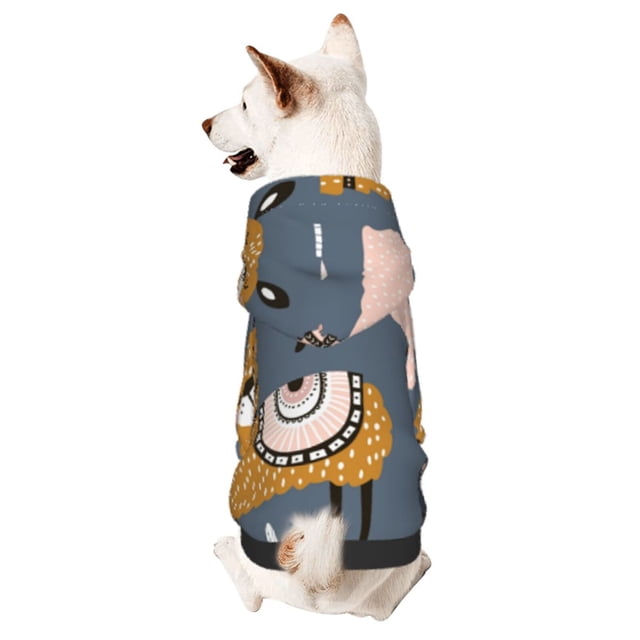 Fotbe Llama and Cactus Sudadera con Estampado para Perros Pequeños – Suéter con Capucha para Mascotas, Tela Suave de Forro Polar con Bolsillo-Large