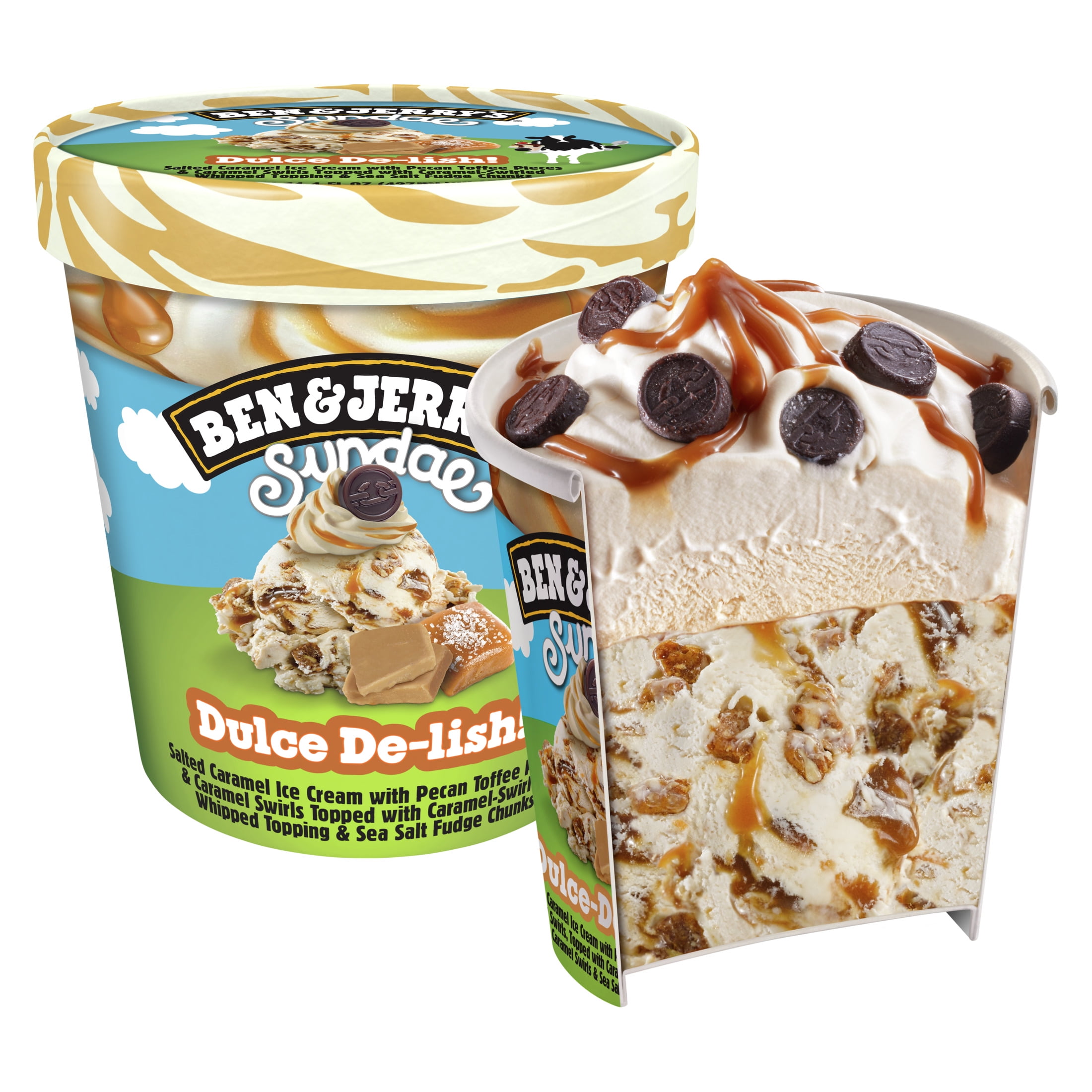 Ben & Jerry's Sundae Dulce De-lish Salted Caramel Dulce De Leche Ice Cream, 14.4 fl oz