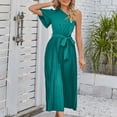 thumbnail image 1 of EGNMCR Robes de Fête pour Femmes Robe d'Été pour Femmes Ajustée Plissée avec Ceinture Robe à Manches Courtes à une Épaule, 1 of 5
