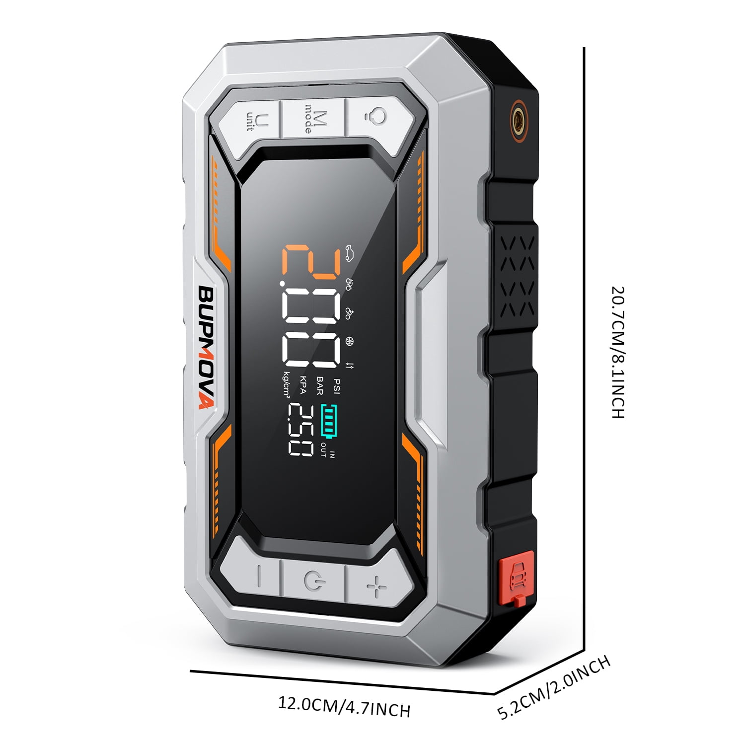 BUPMOVA 12-in-1 Jump Starter with Air Compressor, 15000A, 150 PSI, Portable Car Battery Jump Box, Jump pack Power Bank (All Gas/10.0 L Diesel) with Jumper Cables, LED Light & LCD Display, Force Start