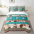 thumbnail image 2 of Manfei Rustic Western Aztec 7-Piece Twin Bedding Sets,Country Farmhouse Lodge Bedding Comforter Set,Cyan Brown Sheet Sets For Men Women,Breathable Home Decor Reversible, 2 of 8