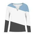 thumbnail image 5 of hotojiny Womens Tops V Neck Long Sleeve Casual Shirts Color Block Knit Comfy Pullover Blouses Fall Fashion Tunics Tees, 5 of 5