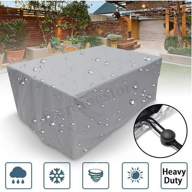 Funda plateada antipolvo para mesa y silla de exterior 210D 242*162*100cm
