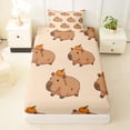 thumbnail image 3 of Erosebridal Kawaii Animals Capybara Twin Sheet Sets,Brown Rodent Animal Bedding For Kids Girls 3 Pieces, 3 of 6