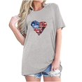 thumbnail image 1 of Camisetas de Manga Corta para las Mujeres Día de la Independencia Impresión Básica Camiseta de Verano, Cuello Redondo Casual Camiseta Blusa, 1 of 4
