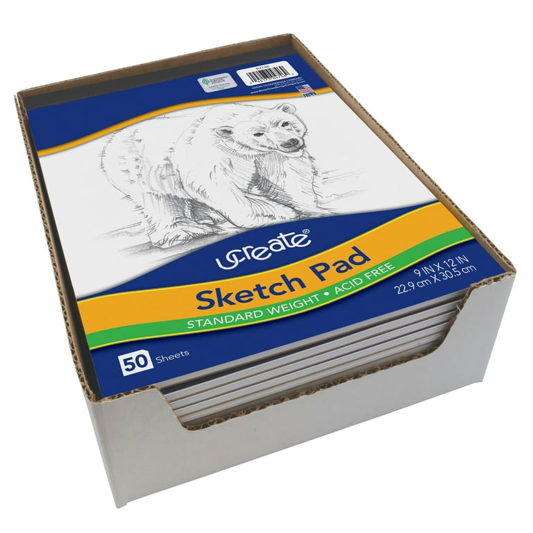 Art1st Heavyweight Sketch Pad, 60 lb, 9 x 12, White, 50