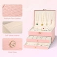 thumbnail image 4 of Earring Jewelry Box For Women Girl Stud Organizer, 3 Layers Girl Jewelry Organizer Box With Lock Earring Holder Organizer Necklace Ring Jewelry Organizer Box For Girls (PInk, 3 layer), 4 of 8