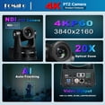 thumbnail image 4 of FoMaKo 4K 60fps NDI PTZ Camera, Supports NDI HX3 4K 60fps Output, 20x Optical Zoom, KC608 Pro NDI PTZ Camera Controller for Industry Seminar Conference Live Streaming(K600NX2+KC601 Pro+KC608), 4 of 12