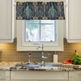 thumbnail image 2 of Yayeee Kitchen Valance Rod Pocket 54" x 18" Living Room Window Curtain, Navy Blue Peacock Pattern, 2 of 6