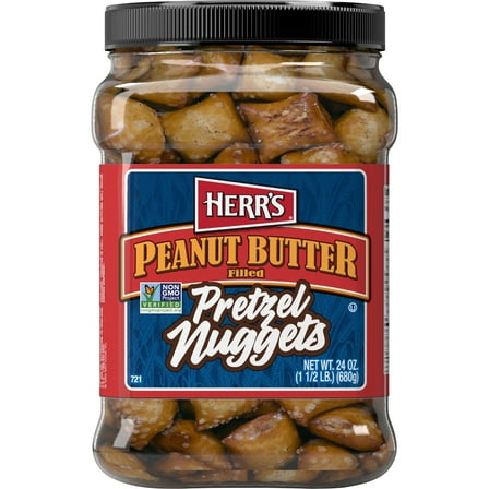 Herr's Peanut Butter Filled Pretzel Nuggets, 24 oz. Canister