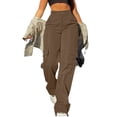thumbnail image 2 of BRDFRL Straight Wide Leg Y2K Cargo Pants Loose Pocket Jogger Brown L, 2 of 7
