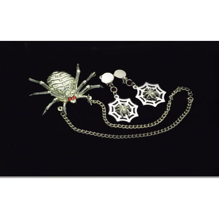 Loftus Spider Necklace and Earrings 3pc Accessory Kit, Silver, One Size