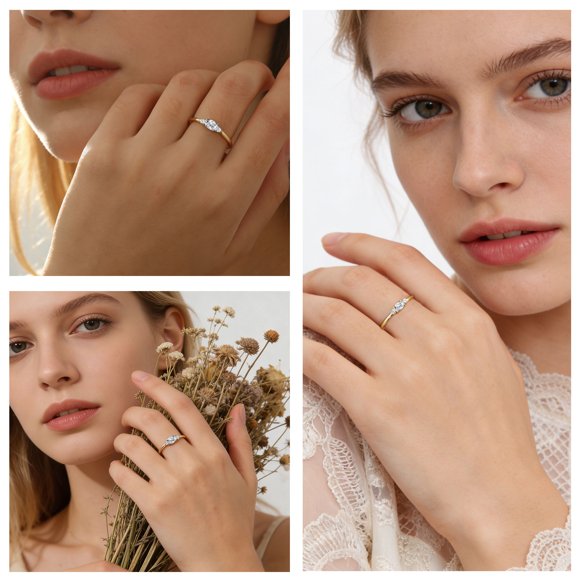 Lunvky 18K Gold Plated April Birthstone CZ Ring photo 3